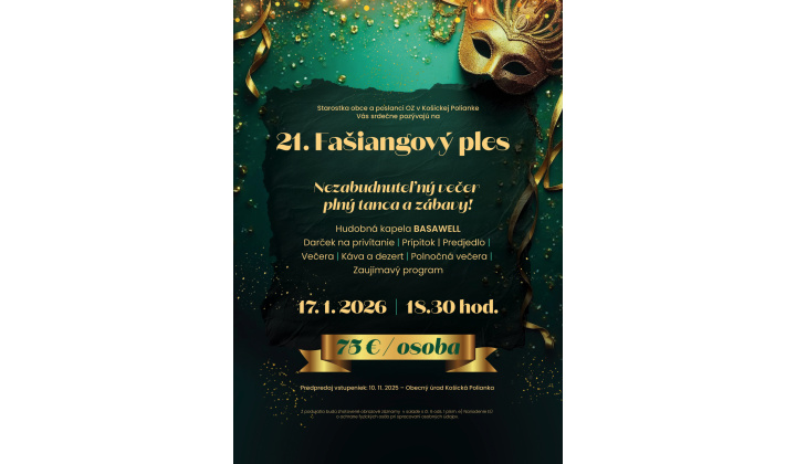 21. Fašiangový ples - KOŠICKÁ POLIANKA