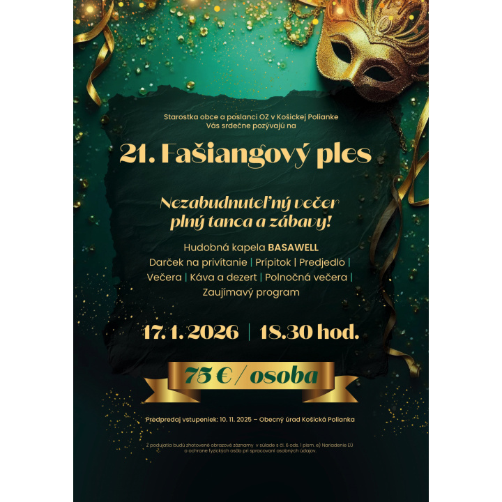 21. Fašiangový ples - KOŠICKÁ POLIANKA