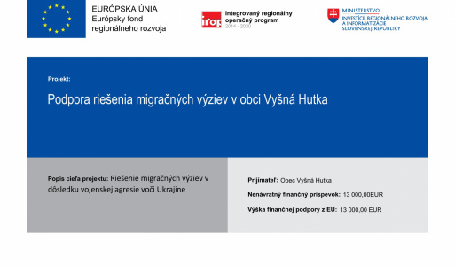 Podpora riešenia migračných výziev v obci Vyšná Hutka 