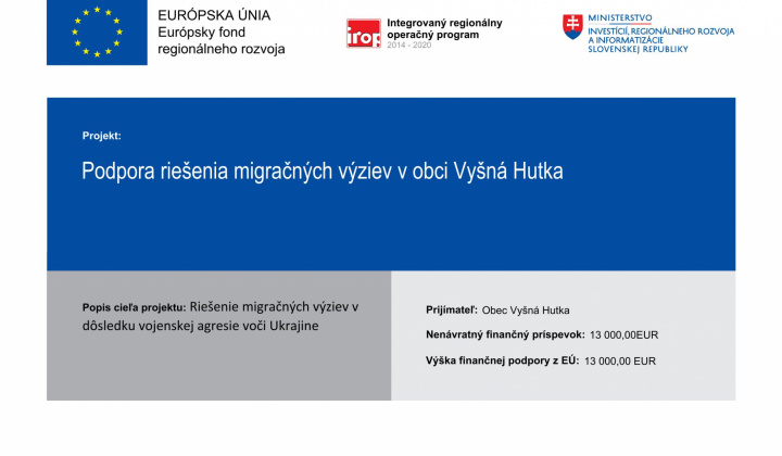 Podpora riešenia migračných výziev v obci Vyšná Hutka