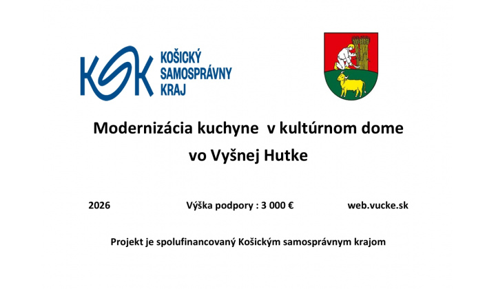 Modernizácia kuchyne  v kultúrnom dome  vo Vyšnej Hutke