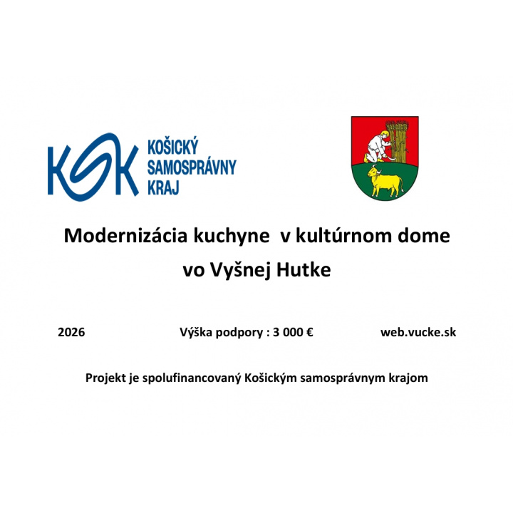 Modernizácia kuchyne  v kultúrnom dome  vo Vyšnej Hutke